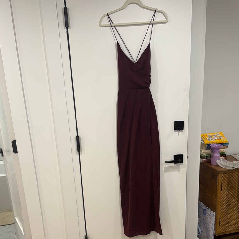 Tobi Red Ruched Slip Dress for Wedding Guest